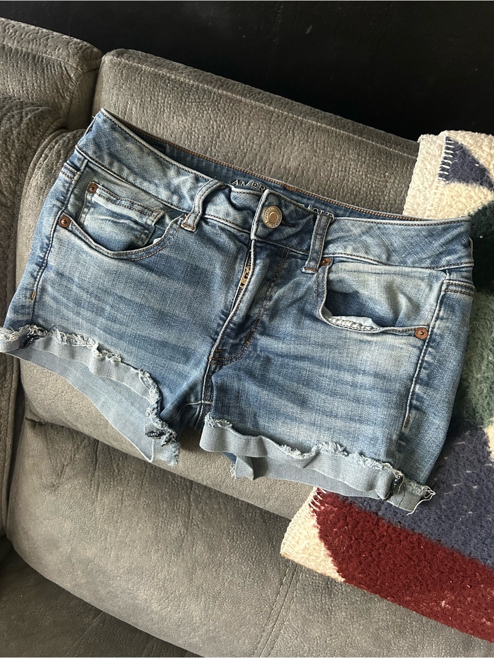 American Eagle Outfitters Distressed Light Blue Denim Cutoff Shorts